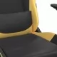 Гейминг стол с опора за крака черно и златисто изкуствена кожа