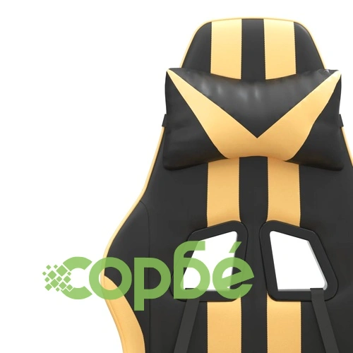 Гейминг стол, черно и златисто, изкуствена кожа ➤ топ цена ➤ sorbe.bg