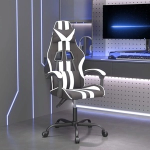 Гейминг стол, черно и бяло, изкуствена кожа