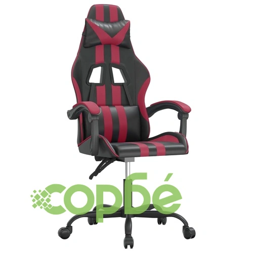 Гейминг стол, черно и виненочервено, изкуствена кожа ➤ топ цена ➤ sorbe.bg