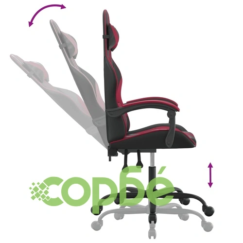 Гейминг стол, черно и виненочервено, изкуствена кожа ➤ топ цена ➤ sorbe.bg