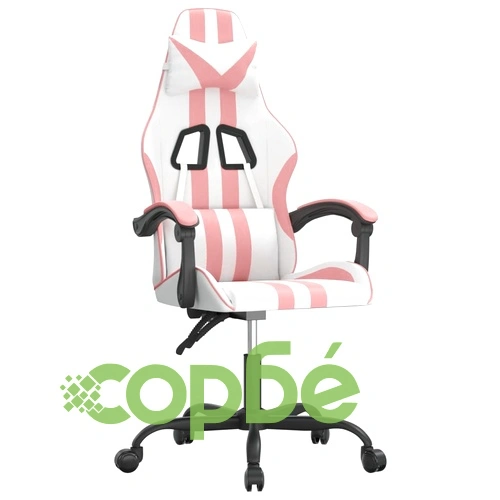 Гейминг стол, бяло и розово, изкуствена кожа ➤ топ цена ➤ sorbe.bg