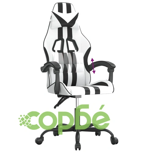 Гейминг стол, бяло и черно, изкуствена кожа ➤ топ цена ➤ sorbe.bg