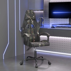 Гейминг стол, черно и камуфлаж, изкуствена кожа