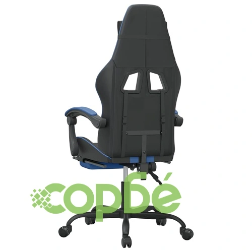 Гейминг стол с опора, черно и синьо, изкуствена кожа ➤ топ цена ➤ sorbe.bg