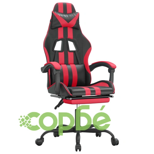 Гейминг стол с опора, черно и червено, изкуствена кожа ➤ топ цена ➤ sorbe.bg