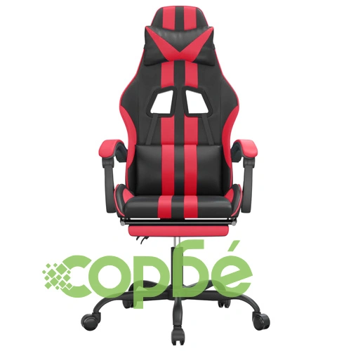 Гейминг стол с опора, черно и червено, изкуствена кожа ➤ топ цена ➤ sorbe.bg