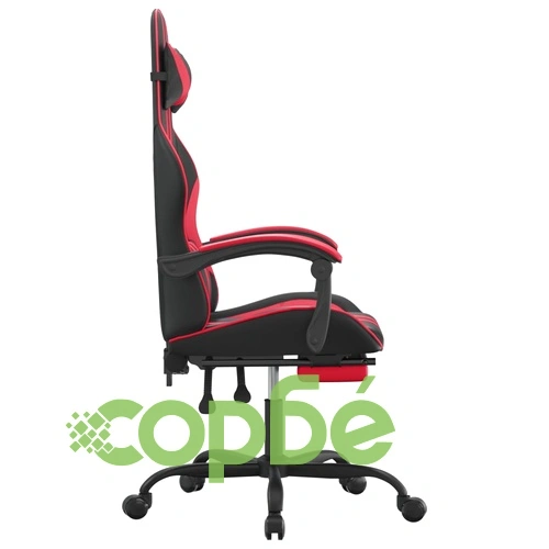 Гейминг стол с опора, черно и червено, изкуствена кожа ➤ топ цена ➤ sorbe.bg