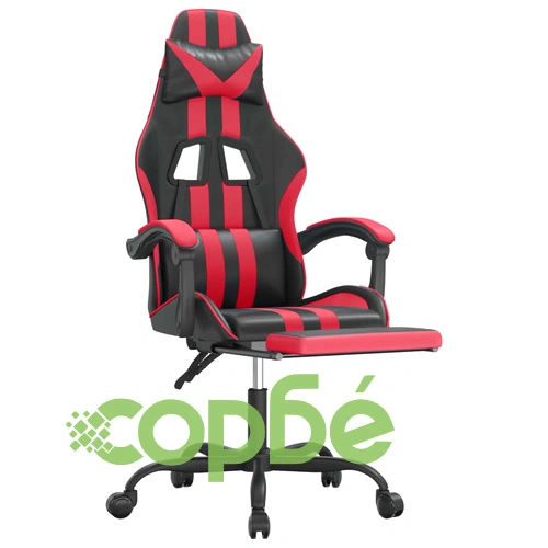 Гейминг стол с опора, черно и червено, изкуствена кожа ➤ топ цена ➤ sorbe.bg