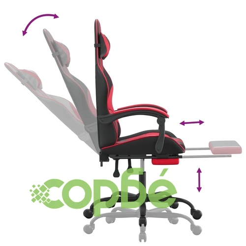 Гейминг стол с опора, черно и червено, изкуствена кожа ➤ топ цена ➤ sorbe.bg