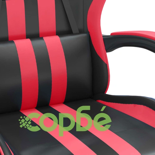 Гейминг стол с опора, черно и червено, изкуствена кожа ➤ топ цена ➤ sorbe.bg