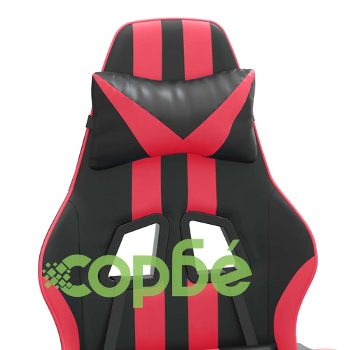 Гейминг стол с опора, черно и червено, изкуствена кожа ➤ топ цена ➤ sorbe.bg