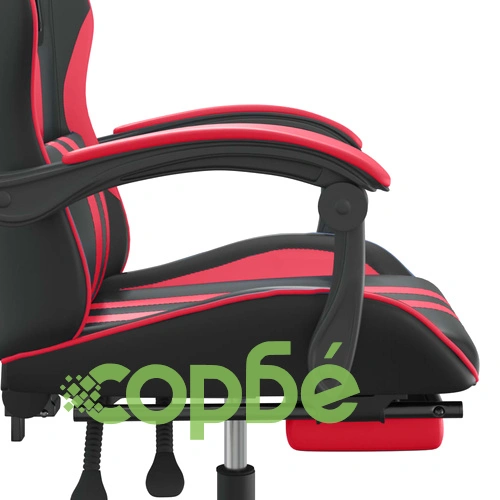 Гейминг стол с опора, черно и червено, изкуствена кожа ➤ топ цена ➤ sorbe.bg