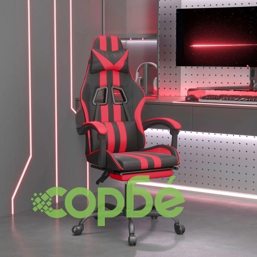 Гейминг стол с опора, черно и червено, изкуствена кожа ➤ топ цена ➤ sorbe.bg