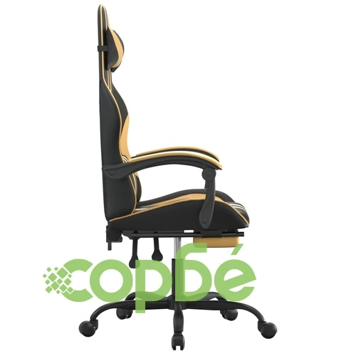 Гейминг стол с опора за крака черно и златисто изкуствена кожа ➤ топ цена ➤ sorbe.bg