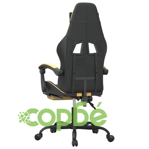 Гейминг стол с опора за крака черно и златисто изкуствена кожа ➤ топ цена ➤ sorbe.bg