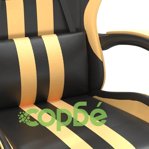 Гейминг стол с опора за крака черно и златисто изкуствена кожа ➤ топ цена ➤ sorbe.bg