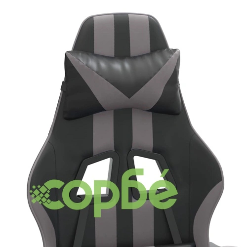 Гейминг стол с опора за крака, черно и cиво, изкуствена кожа ➤ топ цена ➤ sorbe.bg