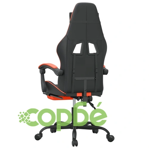 Гейминг стол с опора за крака, черно и оранжев, изкуствена кожа ➤ топ цена ➤ sorbe.bg