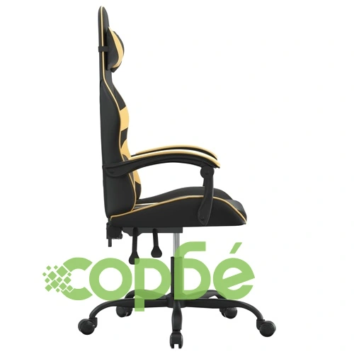 Гейминг стол, черно и златисто, изкуствена кожа ➤ топ цена ➤ sorbe.bg