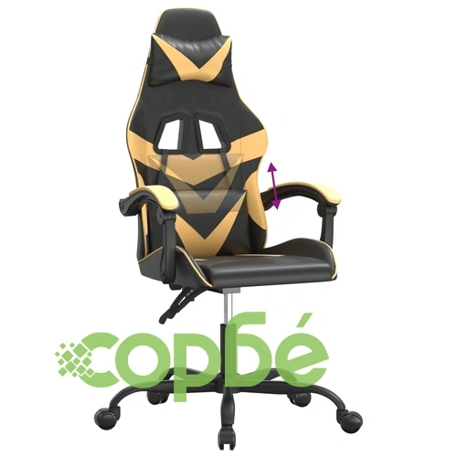 Гейминг стол, черно и златисто, изкуствена кожа ➤ топ цена ➤ sorbe.bg