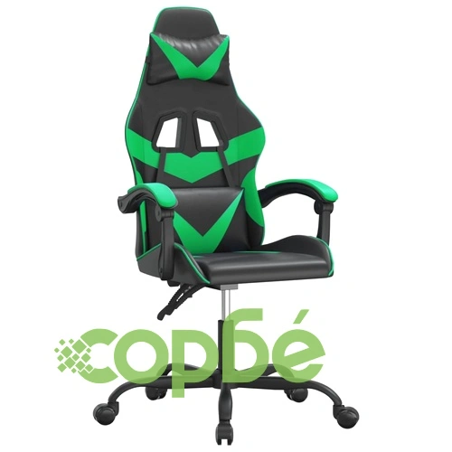 Гейминг стол, черно и зелено, изкуствена кожа ➤ топ цена ➤ sorbe.bg