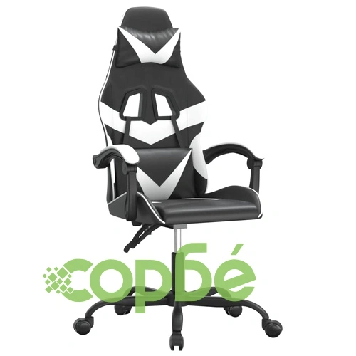 Гейминг стол, черно и бяло, изкуствена кожа ➤ топ цена ➤ sorbe.bg