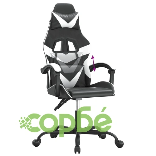 Гейминг стол, черно и бяло, изкуствена кожа ➤ топ цена ➤ sorbe.bg