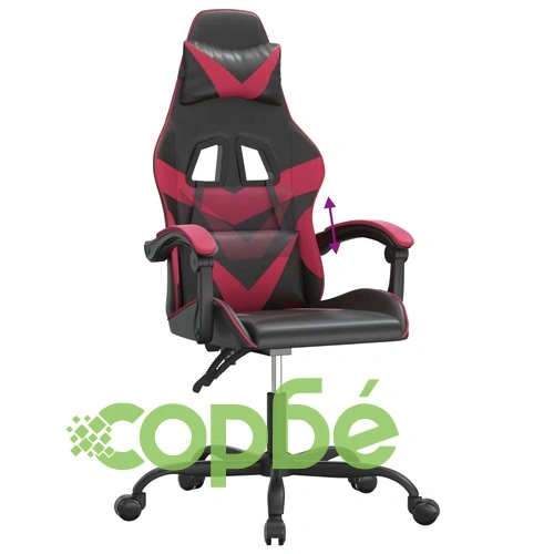 Гейминг стол, черно и виненочервено, изкуствена кожа ➤ топ цена ➤ sorbe.bg