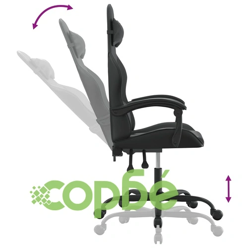 Гейминг стол, черен, изкуствена кожа ➤ топ цена ➤ sorbe.bg