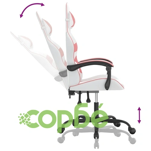 Гейминг стол, бяло и розово, изкуствена кожа ➤ топ цена ➤ sorbe.bg