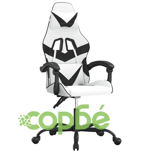 Гейминг стол, бяло и черно, изкуствена кожа ➤ топ цена ➤ sorbe.bg