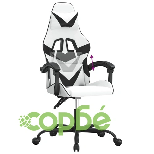 Гейминг стол, бяло и черно, изкуствена кожа ➤ топ цена ➤ sorbe.bg