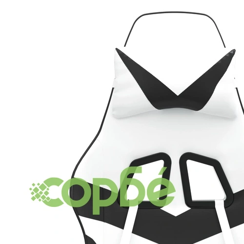 Гейминг стол, бяло и черно, изкуствена кожа ➤ топ цена ➤ sorbe.bg