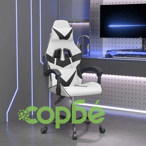 Гейминг стол, бяло и черно, изкуствена кожа ➤ топ цена ➤ sorbe.bg