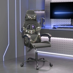 Гейминг стол, черно и камуфлаж, изкуствена кожа