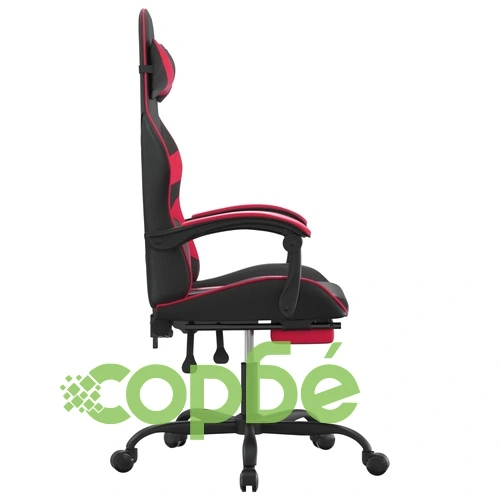 Гейминг стол с опора, черно и червено, изкуствена кожа ➤ топ цена ➤ sorbe.bg