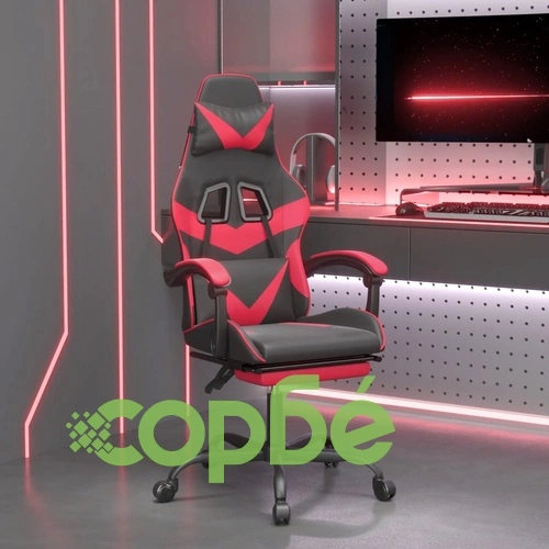 Гейминг стол с опора, черно и червено, изкуствена кожа ➤ топ цена ➤ sorbe.bg