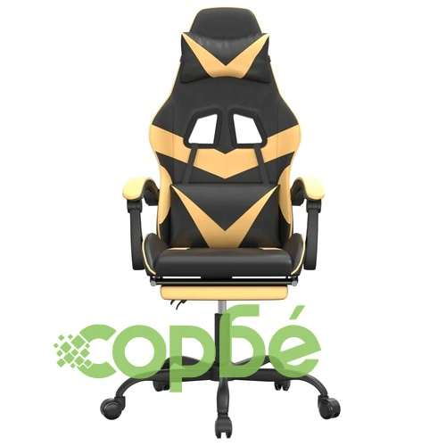 Гейминг стол с опора за крака черно и златисто изкуствена кожа ➤ топ цена ➤ sorbe.bg