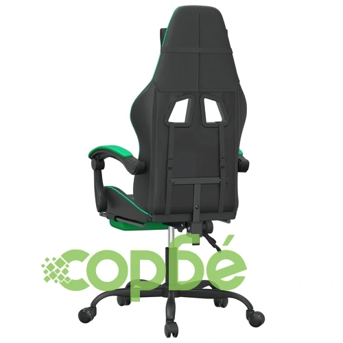 Гейминг стол с опора за крака, черно и зелено, изкуствена кожа ➤ топ цена ➤ sorbe.bg