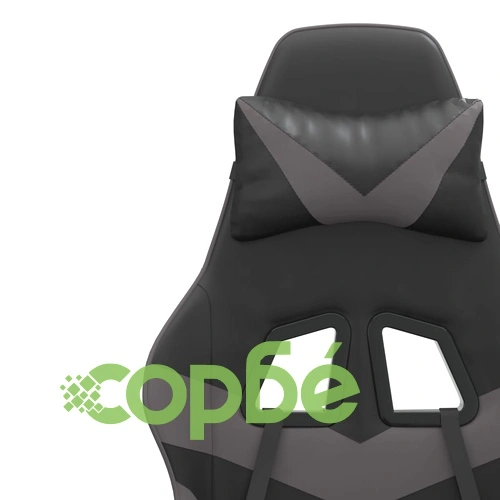 Гейминг стол с опора за крака, черно и cиво, изкуствена кожа ➤ топ цена ➤ sorbe.bg