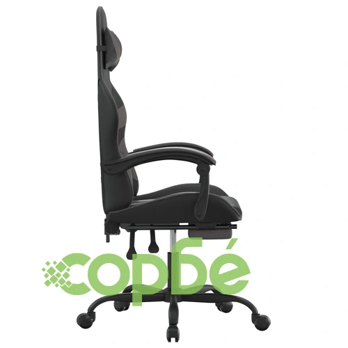 Гейминг стол с опора за крака, черно и cиво, изкуствена кожа ➤ топ цена ➤ sorbe.bg