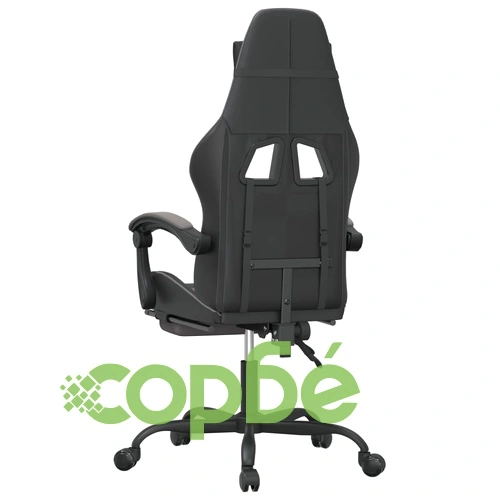 Гейминг стол с опора за крака, черно и cиво, изкуствена кожа ➤ топ цена ➤ sorbe.bg