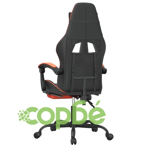 Гейминг стол с опора за крака, черно и оранжев, изкуствена кожа ➤ топ цена ➤ sorbe.bg