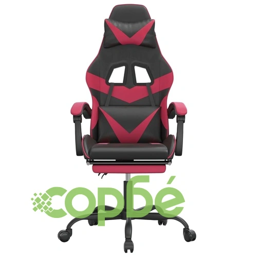 Гейминг стол с опора, черно и виненочервено, изкуствена кожа ➤ топ цена ➤ sorbe.bg