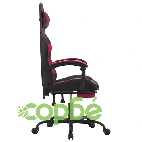 Гейминг стол с опора, черно и виненочервено, изкуствена кожа ➤ топ цена ➤ sorbe.bg