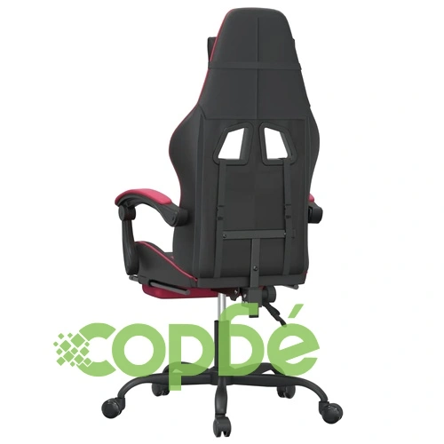 Гейминг стол с опора, черно и виненочервено, изкуствена кожа ➤ топ цена ➤ sorbe.bg