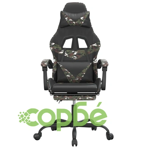 Гейминг стол с опора за крака черно и камуфлаж изкуствена кожа ➤ топ цена ➤ sorbe.bg