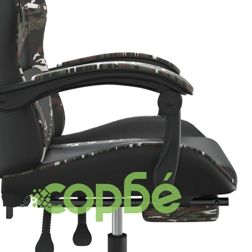 Гейминг стол с опора за крака черно и камуфлаж изкуствена кожа ➤ топ цена ➤ sorbe.bg