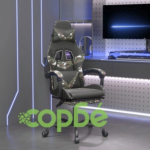 Гейминг стол с опора за крака черно и камуфлаж изкуствена кожа ➤ топ цена ➤ sorbe.bg